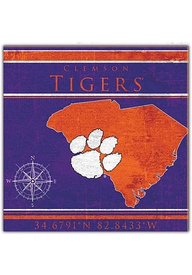 Clemson Tigers Coordinates Sign - Orange