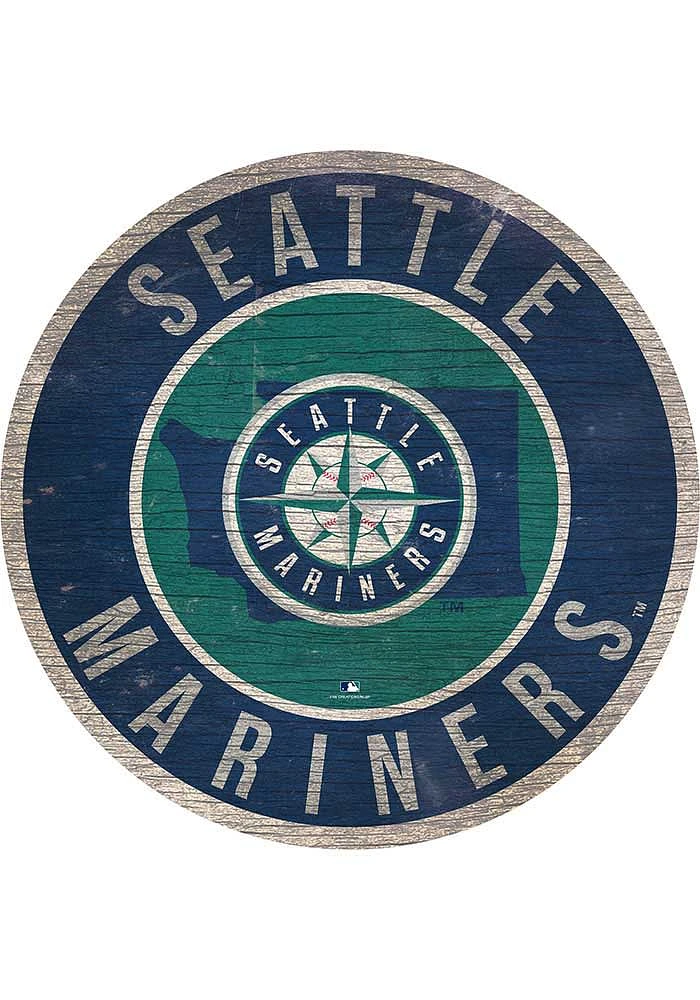 Seattle Mariners 12 in Circle State Sign - Navy Blue