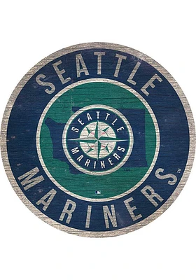 Seattle Mariners 12 in Circle State Sign - Navy Blue