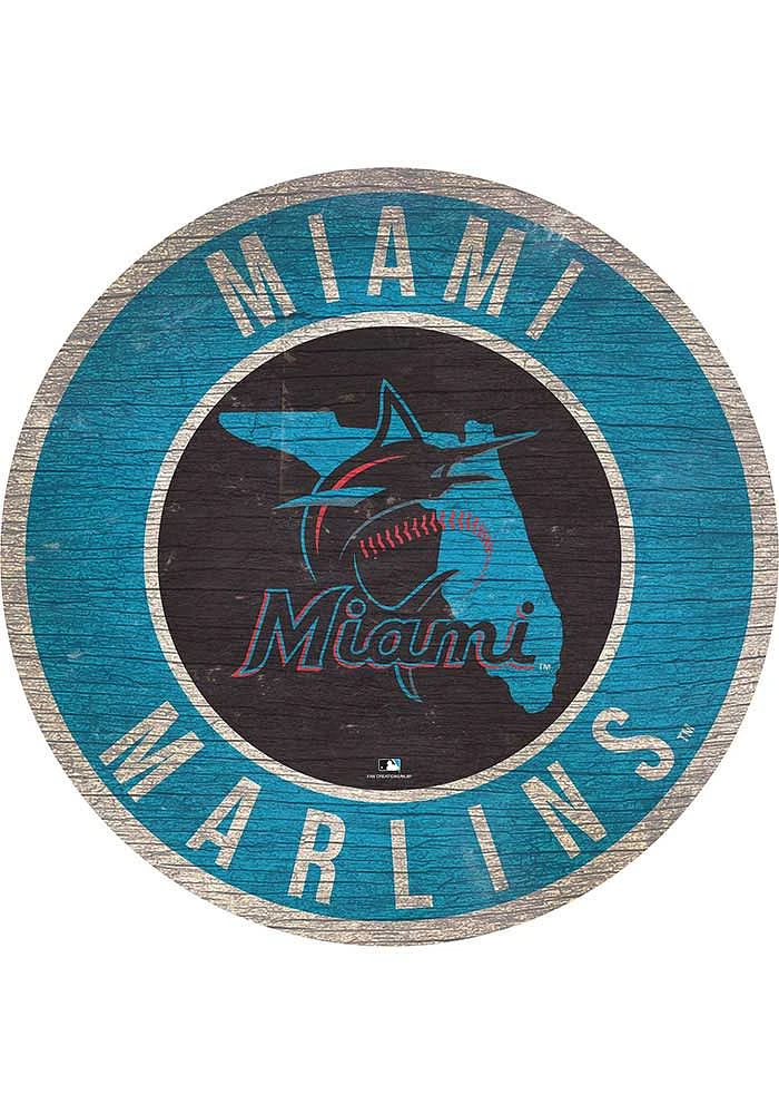 Miami Marlins 12 in Circle State Sign - Blue