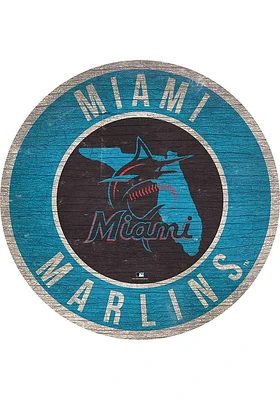 Miami Marlins 12 in Circle State Sign - Blue
