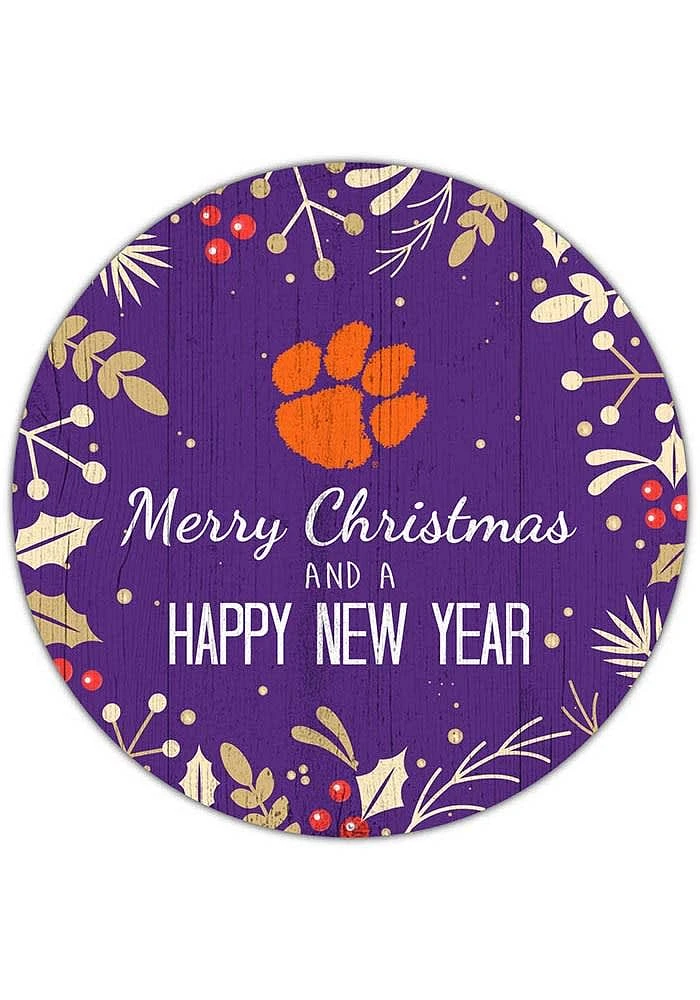Clemson Tigers Merry Christmas and New Year Circle Sign - Orange