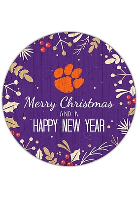 Clemson Tigers Merry Christmas and New Year Circle Sign - Orange