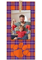Clemson Tigers Plaid Clothespin Sign - Orange