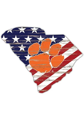 Clemson Tigers 12 Inch USA State Cutout Sign - Orange