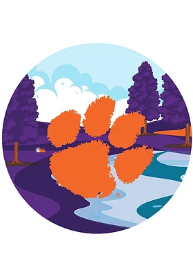 Clemson Tigers Landscape Circle Sign - Orange
