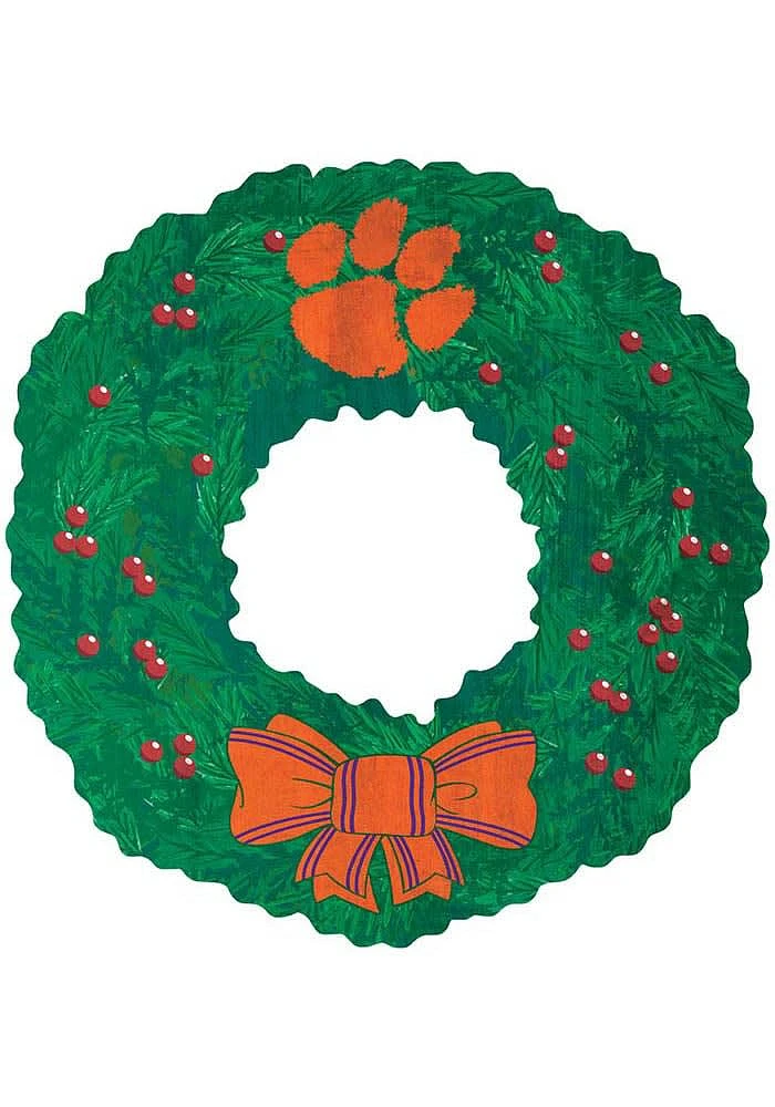 Clemson Tigers Team Wreath 16 Inch Sign - Orange