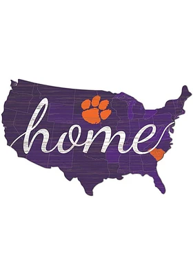 Clemson Tigers USA Shape Cutout Sign - Orange
