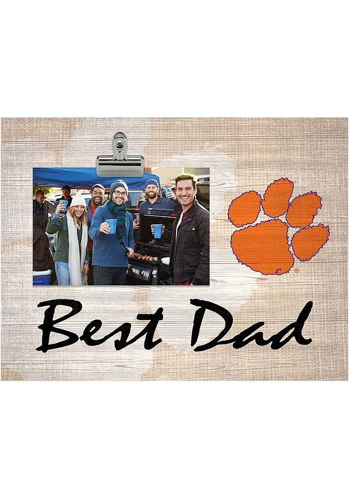 Clemson Tigers Best Dad Burlap Clip Picture Frame - Orange