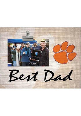 Clemson Tigers Best Dad Burlap Clip Picture Frame - Orange