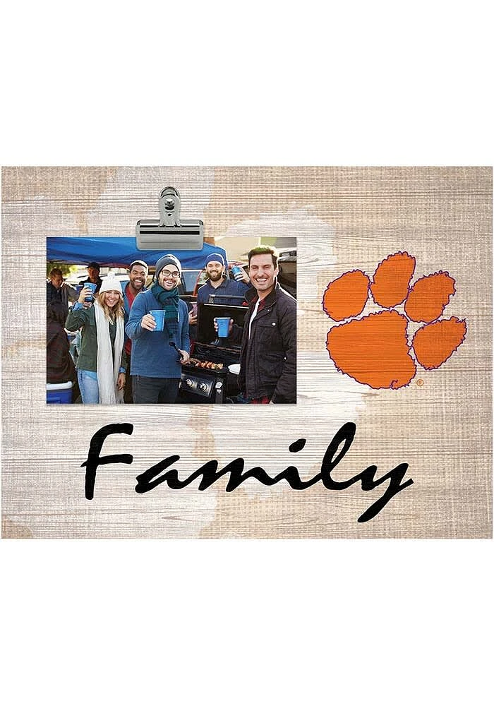 Clemson Tigers Family Burlap Clip Picture Frame - Orange