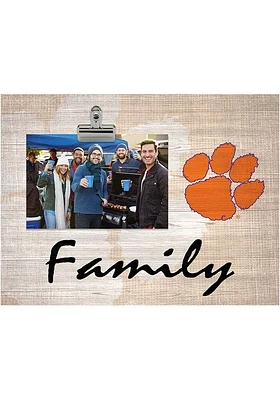 Clemson Tigers Family Burlap Clip Picture Frame - Orange