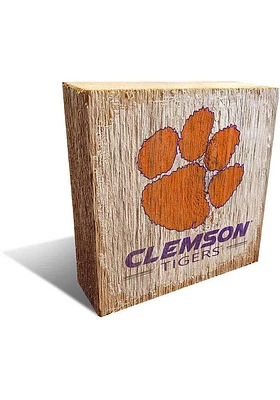Clemson Tigers Logo Block Sign - Orange