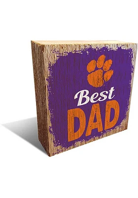 Clemson Tigers Best Dad Block Sign - Orange