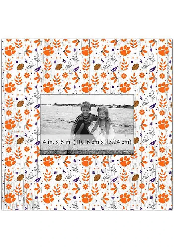 Clemson Tigers Floral Pattern Picture Frame - Orange