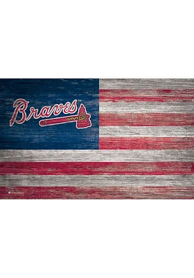 Atlanta Braves Distressed Flag 11x19 Sign - Navy Blue