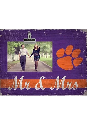 Clemson Tigers Mr and Mrs Clip Picture Frame - Orange