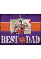 Clemson Tigers Best Dad Striped Clip Picture Frame - Orange