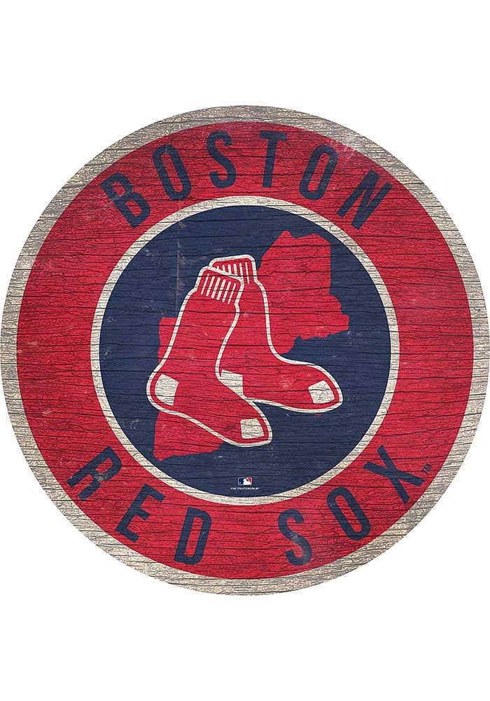 Boston Red Sox 12 in Circle State Sign - Red