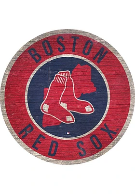 Boston Red Sox 12 in Circle State Sign - Red