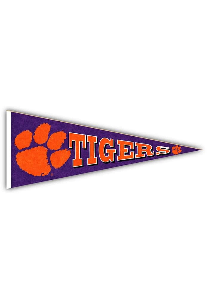 Clemson Tigers Wood Pennant Sign - Orange