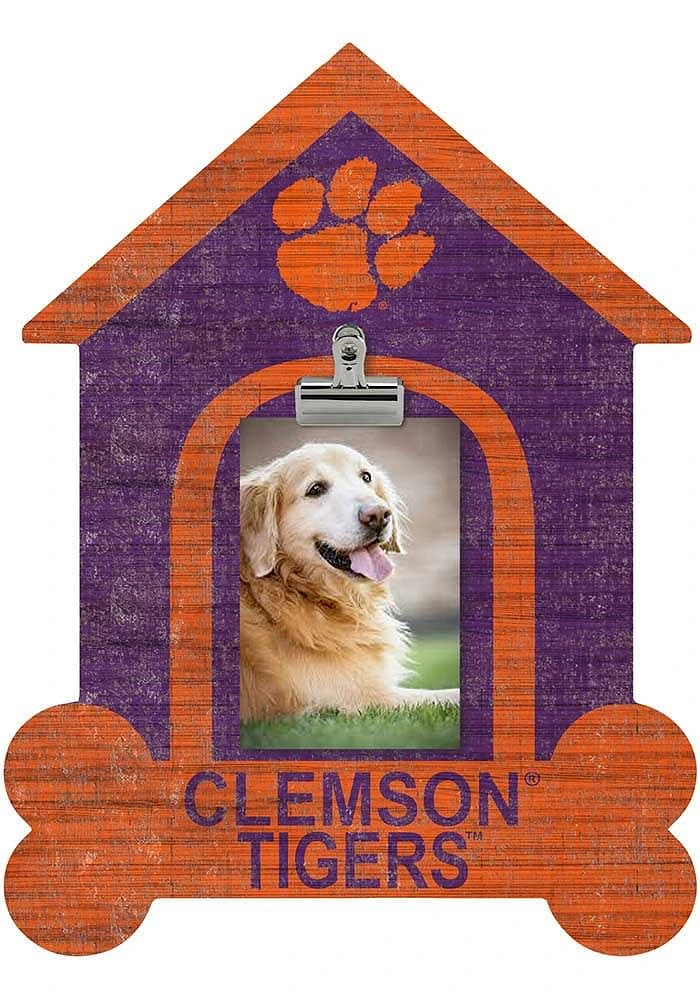 Clemson Tigers Dog Bone House Clip Picture Frame - Orange