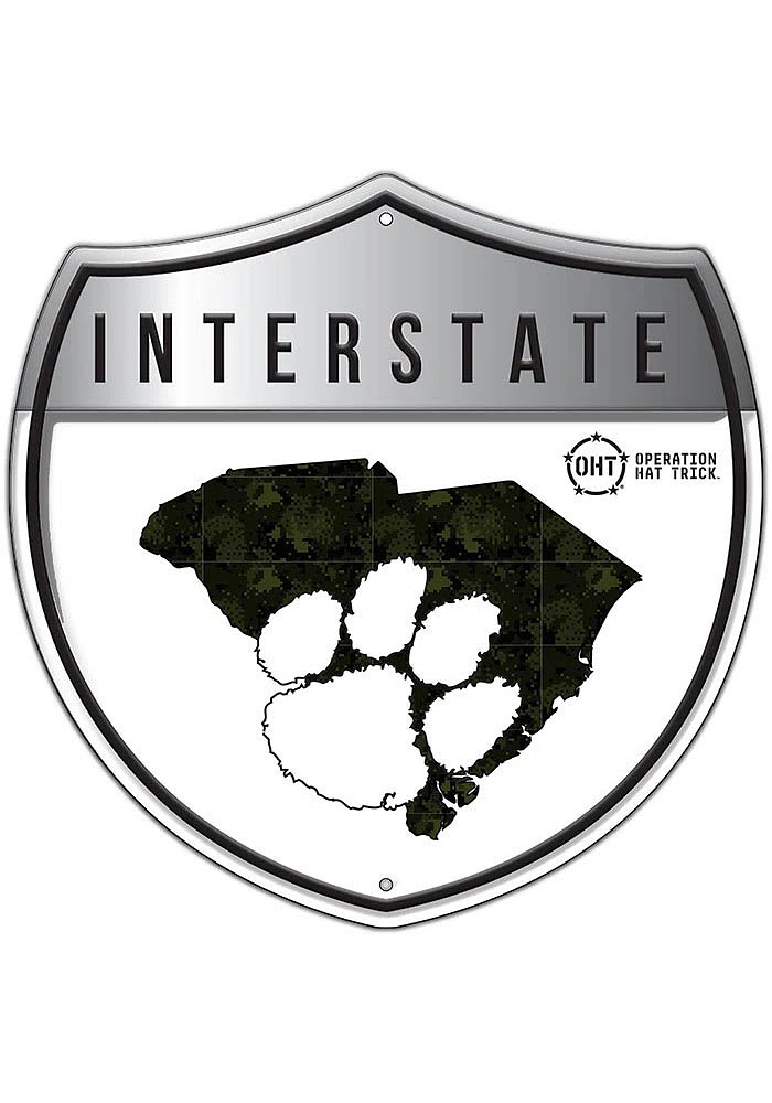 Clemson Tigers 24in OHT Camo Interstate Sign - Orange