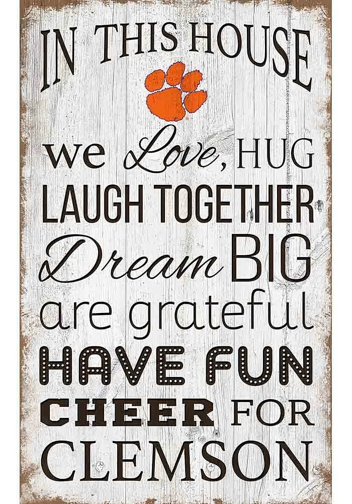 Clemson Tigers In This House 11x19 Sign - Orange