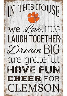 Clemson Tigers In This House 11x19 Sign - Orange