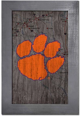Clemson Tigers City Map Sign - Orange