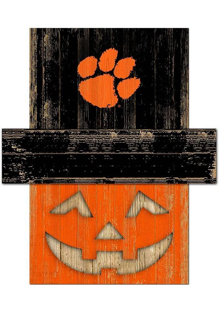 Clemson Tigers Pumpkin Head Sign - Orange