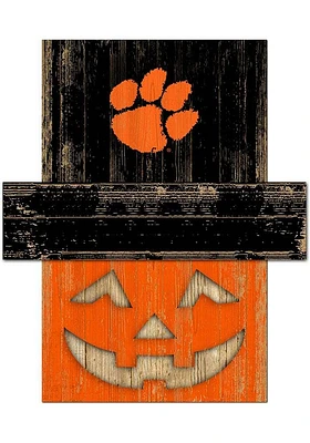 Clemson Tigers Pumpkin Head Sign - Orange