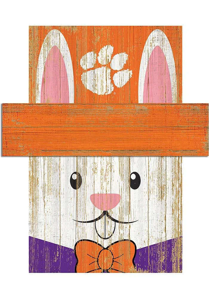Clemson Tigers Easter Bunny Head Sign - Orange
