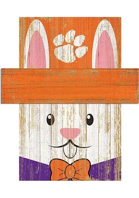 Clemson Tigers Easter Bunny Head Sign - Orange