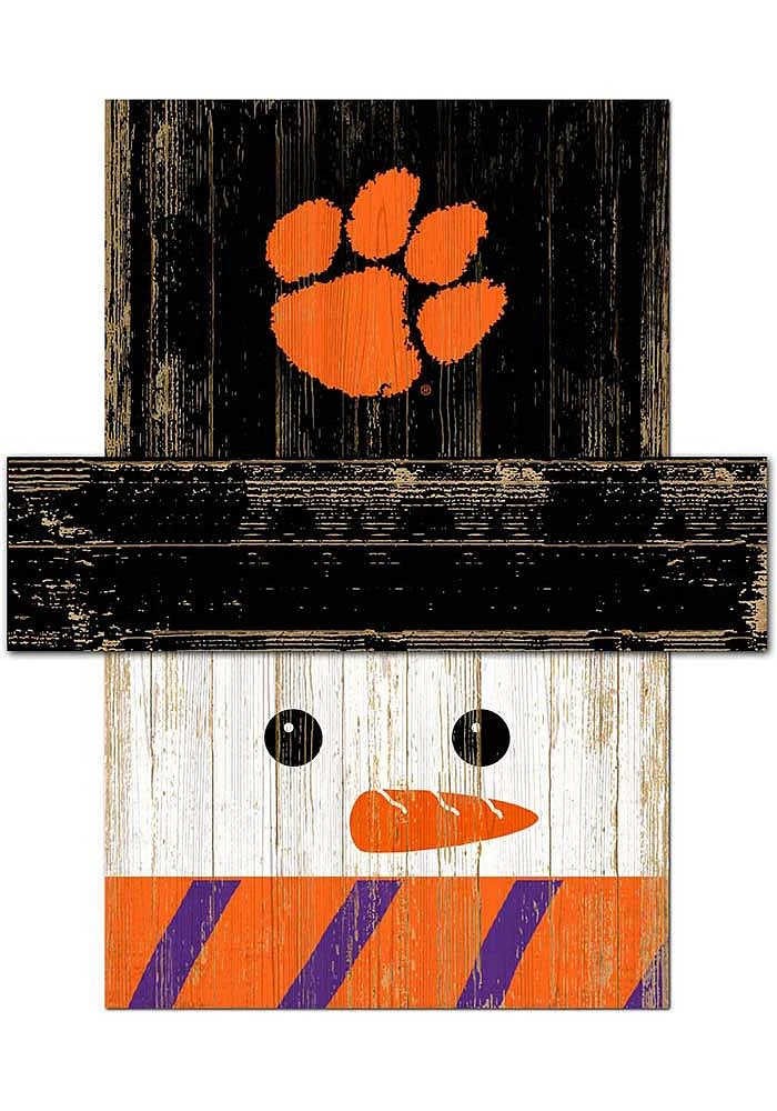Clemson Tigers Snowman Head Sign - Orange