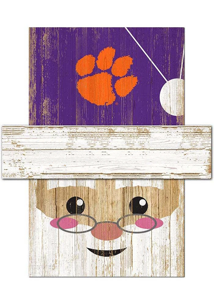 Clemson Tigers Santa Head Sign - Orange