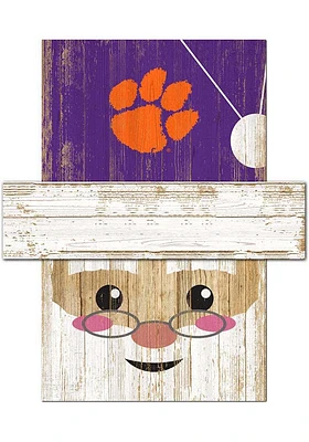 Clemson Tigers Santa Head Sign - Orange
