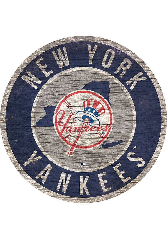 New York Yankees 12 in Circle State Sign - Blue