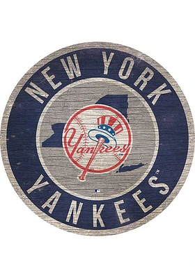 New York Yankees 12 in Circle State Sign - Blue