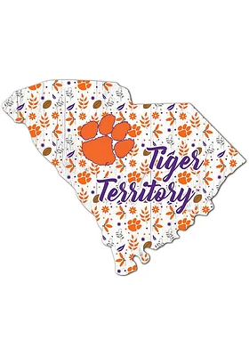 Clemson Tigers 24 Inch Floral State Wall Art