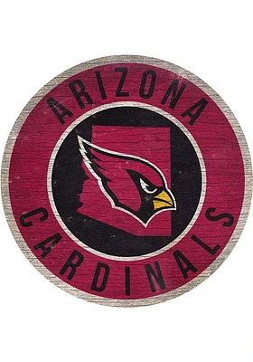 Arizona Cardinals 12 in Circle State Sign - Black