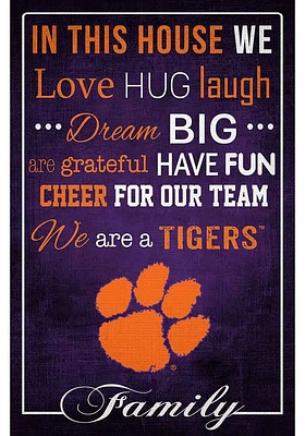 Clemson Tigers In This House 17x26 Sign - Orange