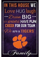 Clemson Tigers In This House 17x26 Sign - Orange