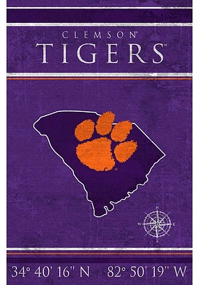 Clemson Tigers Coordinates 17x26 Sign - Orange