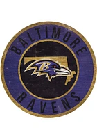 Baltimore Ravens 12 in Circle State Sign - Black