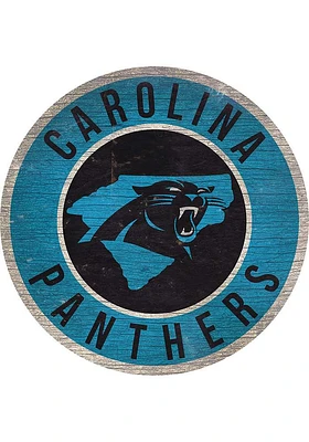 Carolina Panthers 12 in Circle State Sign - Black