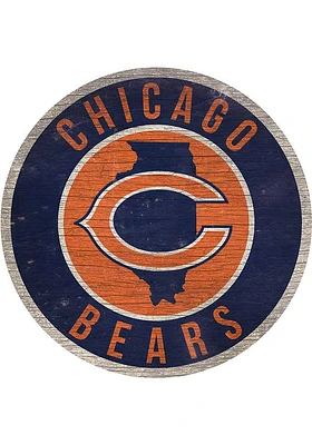 Chicago Bears 12 in Circle State Sign - Blue
