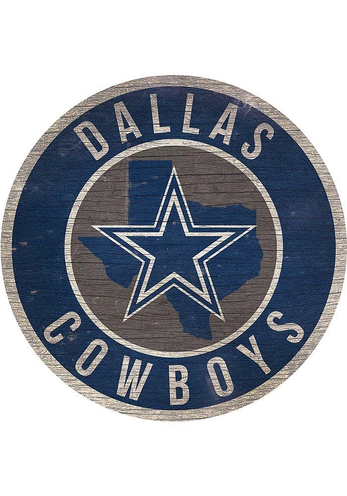 Dallas Cowboys 12 in Circle State Sign - Blue