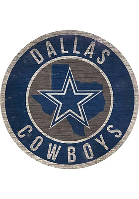 Dallas Cowboys 12 in Circle State Sign - Blue