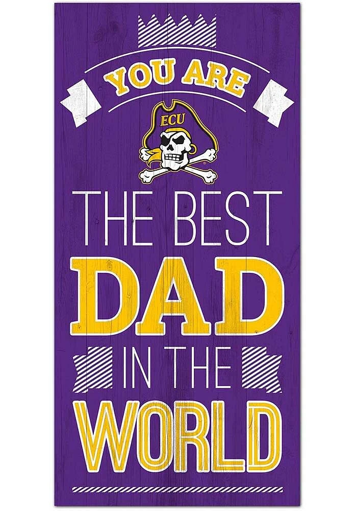 East Carolina Pirates Best Dad in the World Sign - Purple